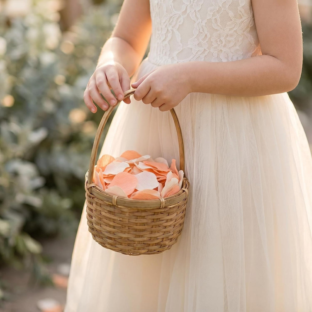 600 PCS Crepe Paper Rose Flower Petals for Wedding Flower Girl to Throw Petals for Romantic Night Centerpieces Baby Shower Valentine's Day Decor (peach white)