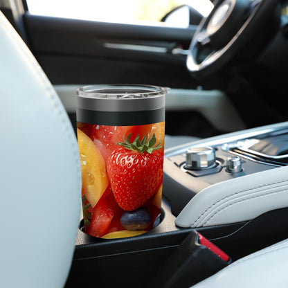 Fresh Summer Fruit Pattern Strawberries Blueberries Peaches Stainless Steel Insulated Tumbler