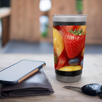 Fresh Summer Fruit Pattern Strawberries Blueberries Peaches Stainless Steel Insulated Tumbler