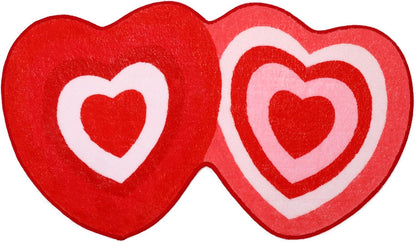 FEBSNOW 70 x 40 cm Heart Shaped Bath Rug, Red Pink White Love Shower Mat