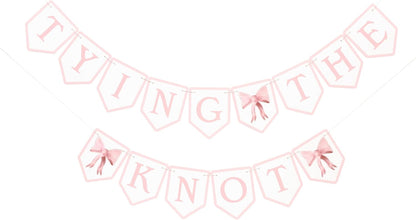 Tying The Knot Pink Bow Banner,Bridal Shower Garland,Bridal Weekend Decor