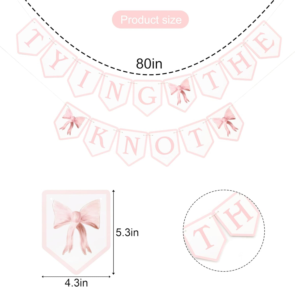 Tying The Knot Pink Bow Banner,Bridal Shower Garland,Bridal Weekend Decor