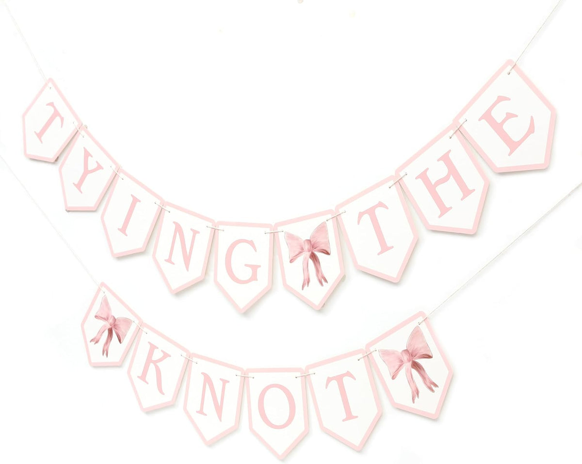 Tying The Knot Pink Bow Banner,Bridal Shower Garland,Bridal Weekend Decor