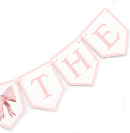 Tying The Knot Pink Bow Banner,Bridal Shower Garland,Bridal Weekend Decor