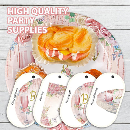 96Pcs Brunch Bubbly Bridal Shower Party Decorations, Serves 24