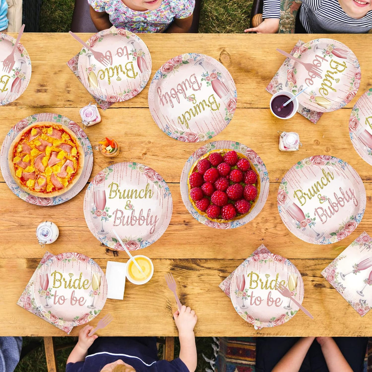96Pcs Brunch Bubbly Bridal Shower Party Decorations, Serves 24