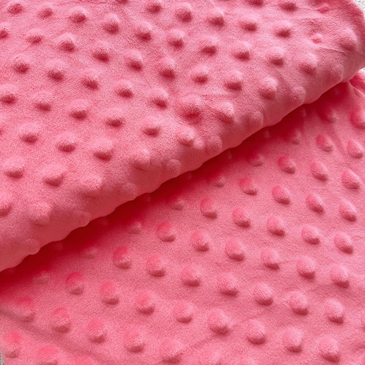 1Yardx62.6 Minky Dot Fabric by The Yard DIY Making Supplies Quilting Patchwork Cushions Plush Fleece Fabric Minky Fabric for Blanket, Pillow Covers, Clothing Making, Scarf,Sewing(Pink, 1 Yard)
