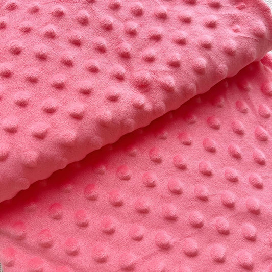 1Yardx62.6 Minky Dot Fabric by The Yard DIY Making Supplies Quilting Patchwork Cushions Plush Fleece Fabric Minky Fabric for Blanket, Pillow Covers, Clothing Making, Scarf,Sewing(Pink, 1 Yard)