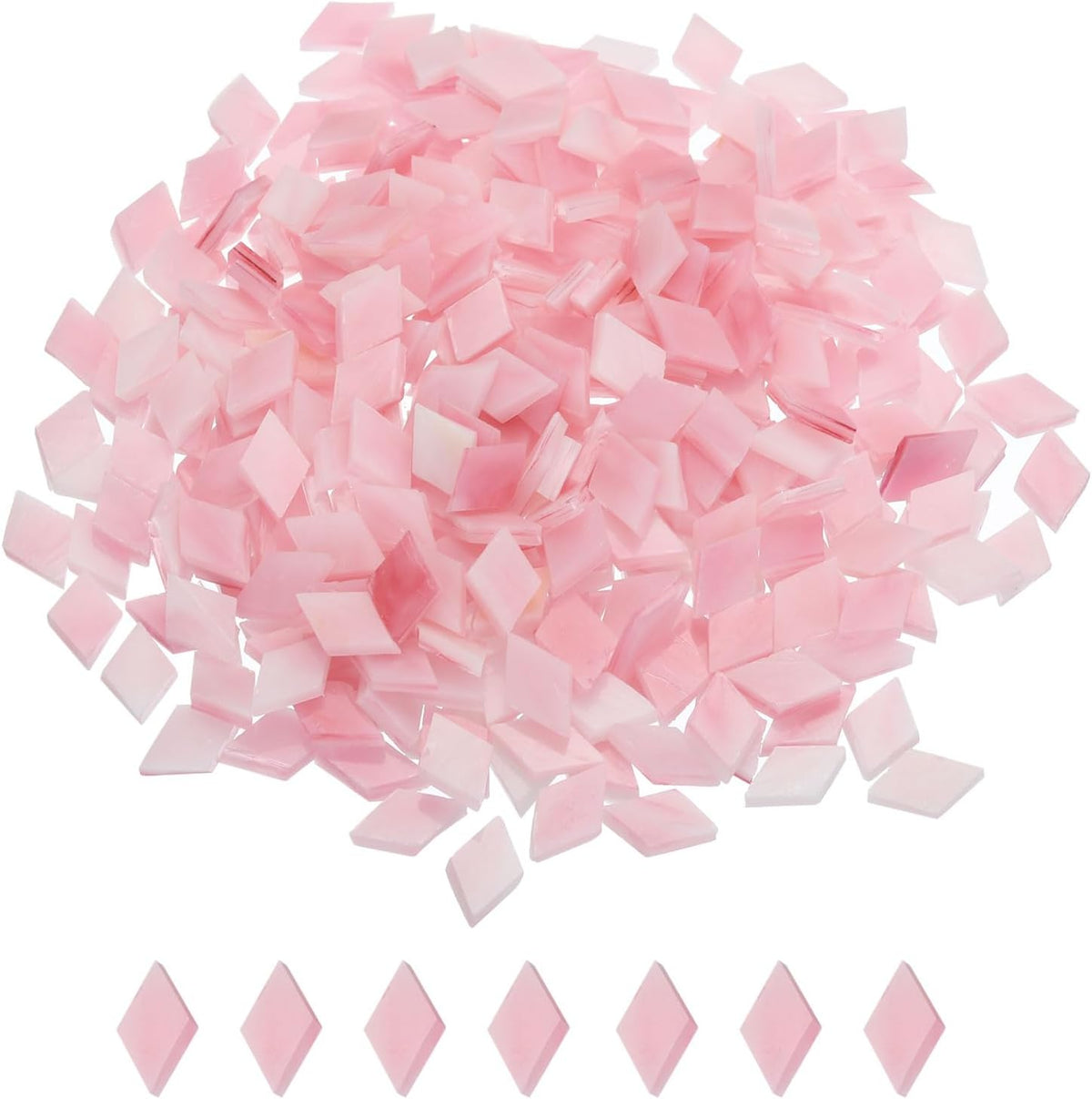 200g Mosaic Tiles Rhombus Shape Glass Mosaic Tiles Stained Mosaic Glass Pieces for Home Decoration Art Crafts DIY Projects Pink