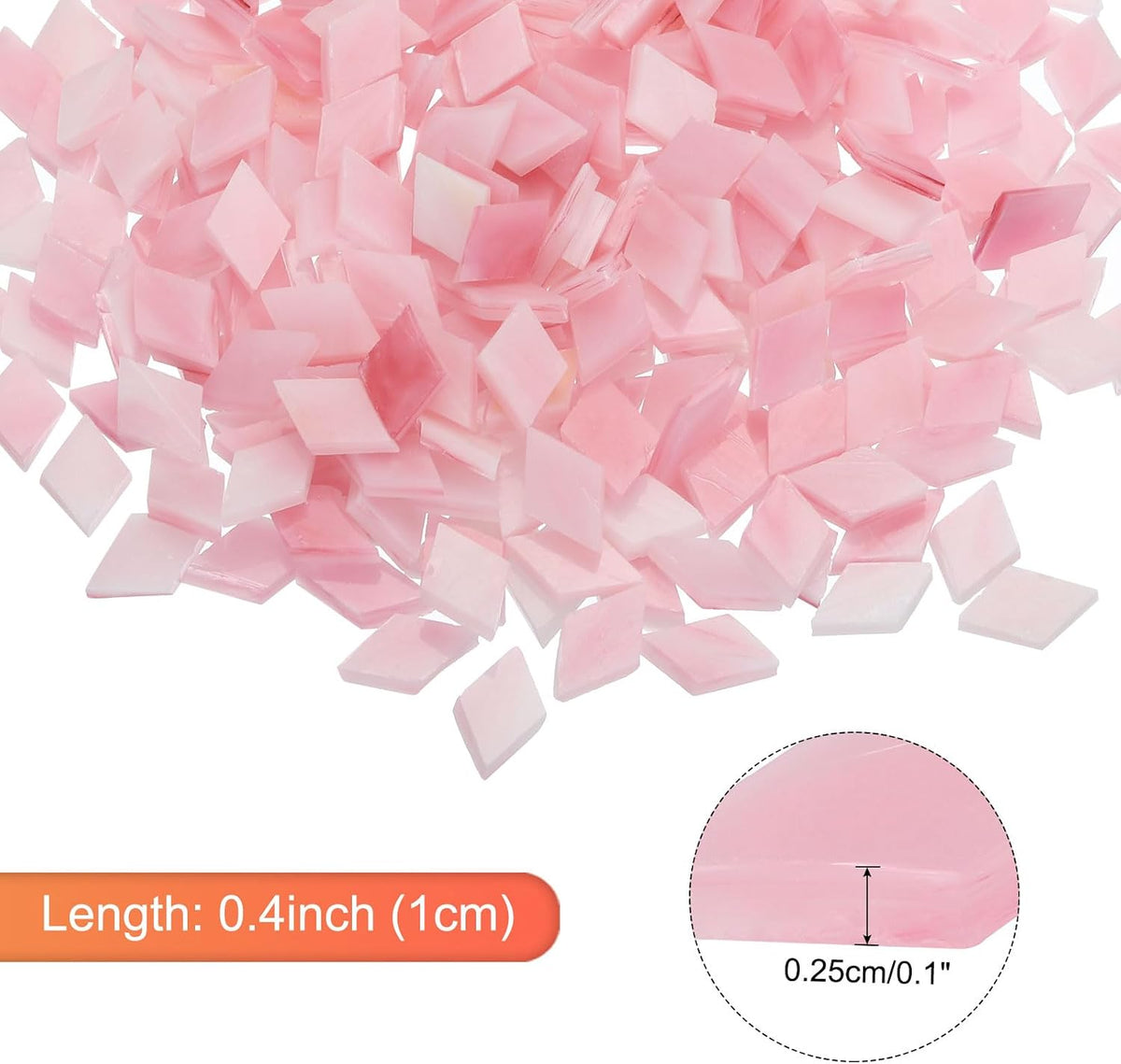 200g Mosaic Tiles Rhombus Shape Glass Mosaic Tiles Stained Mosaic Glass Pieces for Home Decoration Art Crafts DIY Projects Pink