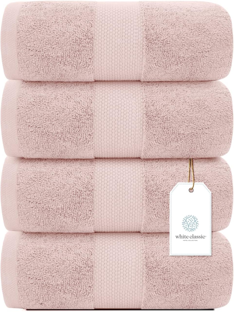 Luxury Pink Bath Towels - 4 Pack, 100% Turkish Cotton, 27x54