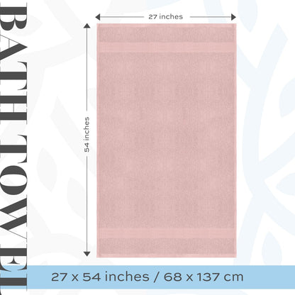 Luxury Pink Bath Towels - 4 Pack, 100% Turkish Cotton, 27x54
