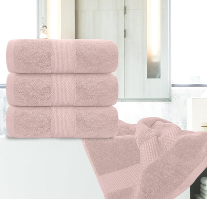 Luxury Pink Bath Towels - 4 Pack, 100% Turkish Cotton, 27x54
