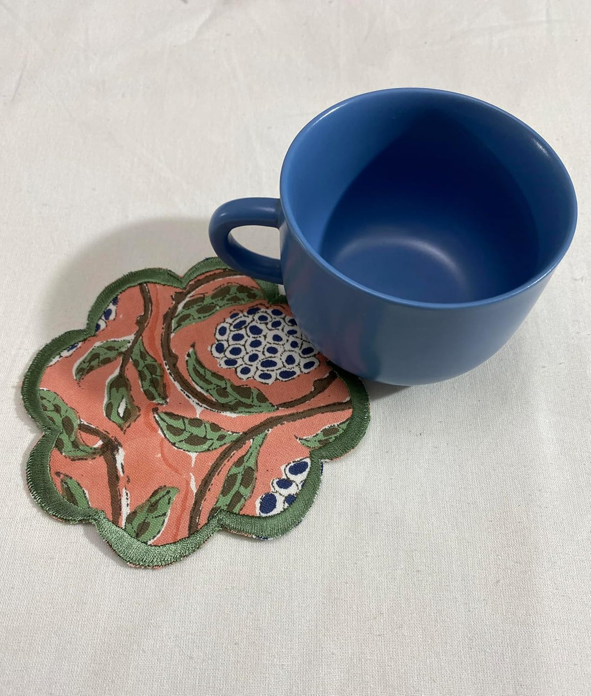 8-Pcs 100% Cotton Hand Block Print Drink Coasters 5" in Salmon Pink