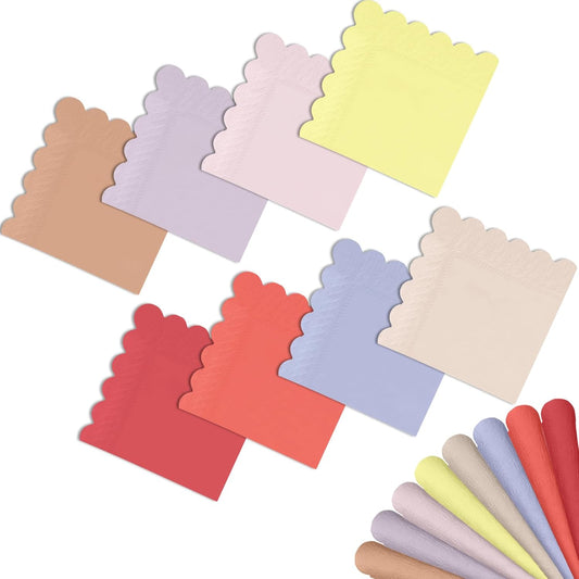 qiqee Cocktail Dinner Paper Napkins Disposable Beverage,Wedding, Birthday Party Dessert Wave Pink Series Napkins (120 Count /5x5inch)