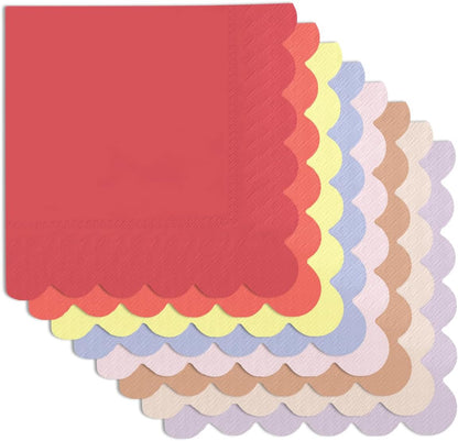 qiqee Cocktail Dinner Paper Napkins Disposable Beverage,Wedding, Birthday Party Dessert Wave Pink Series Napkins (120 Count /5x5inch)