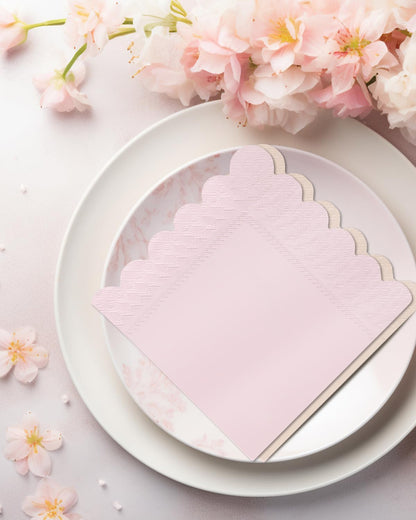 qiqee Cocktail Dinner Paper Napkins Disposable Beverage,Wedding, Birthday Party Dessert Wave Pink Series Napkins (120 Count /5x5inch)