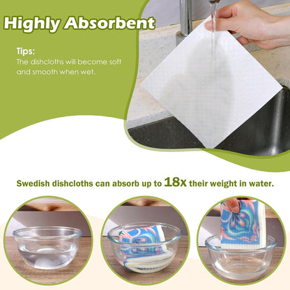 6 Pcs Swedish Paper Cloths for Kitchen, Reusable Paper Towels Washable