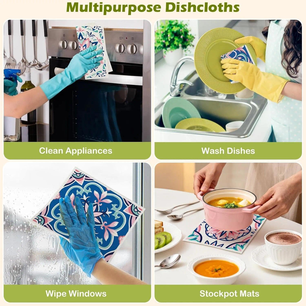 6 Pcs Swedish Paper Cloths for Kitchen, Reusable Paper Towels Washable