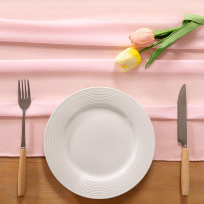 Blush Pink Chiffon Table Runner Fall Boho Wedding Birthday Party Decor