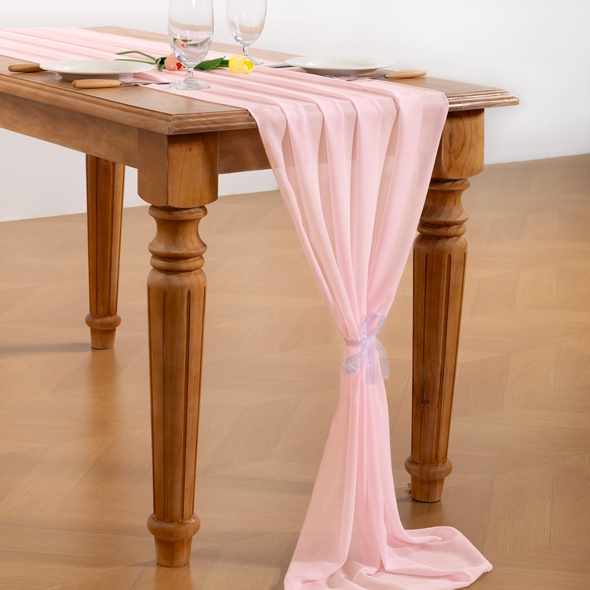 Blush Pink Chiffon Table Runner Fall Boho Wedding Birthday Party Decor