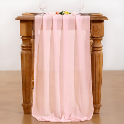 Blush Pink Chiffon Table Runner Fall Boho Wedding Birthday Party Decor