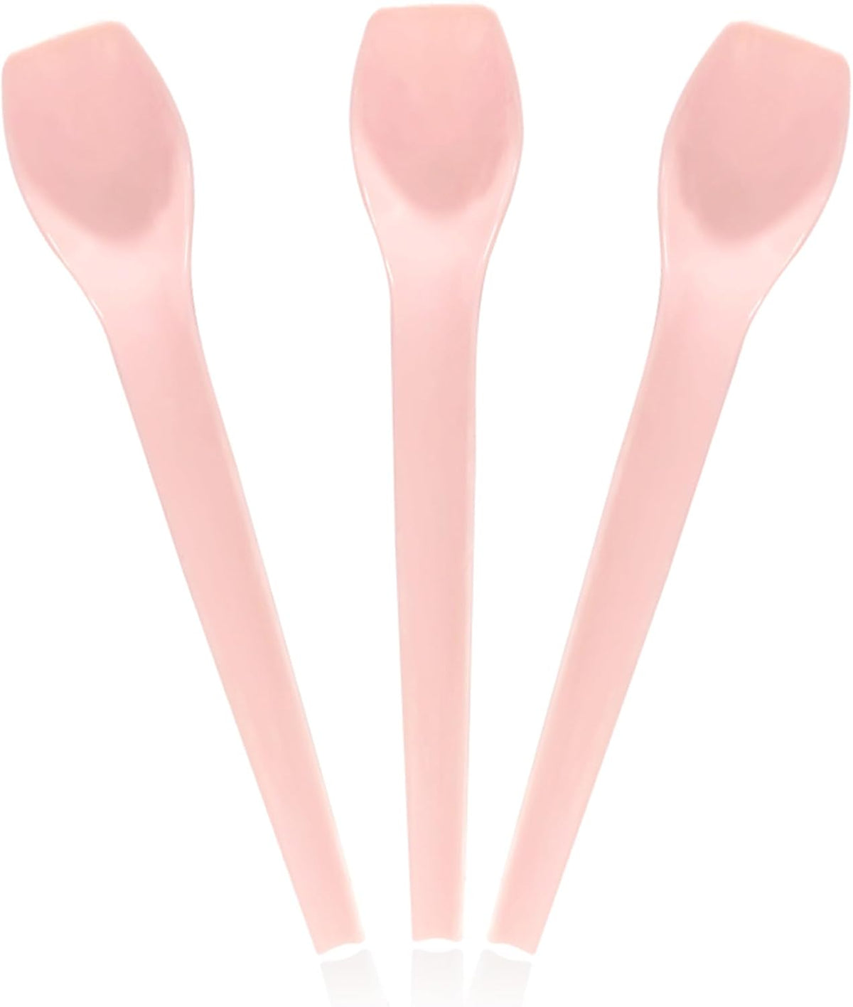 [96 Count]Bellefino Disposable Ice Cream Spoon, Plastic Gelato Spoon for Dessert, Square Front Tip, Pink Spoons [2 Packs, Pink]