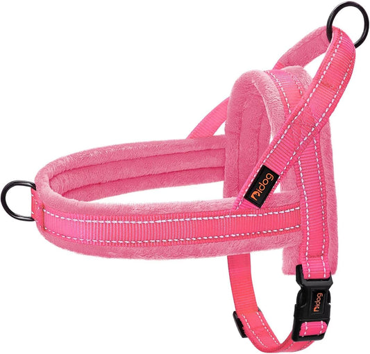 No Pull Dog Harness with Soft Flannel Padded,Reflective & Quick Fit Light Weight Dog Strap Vest Harness,Easy for Walking Training for Small & Medium and Large Dogs(Pink,S)