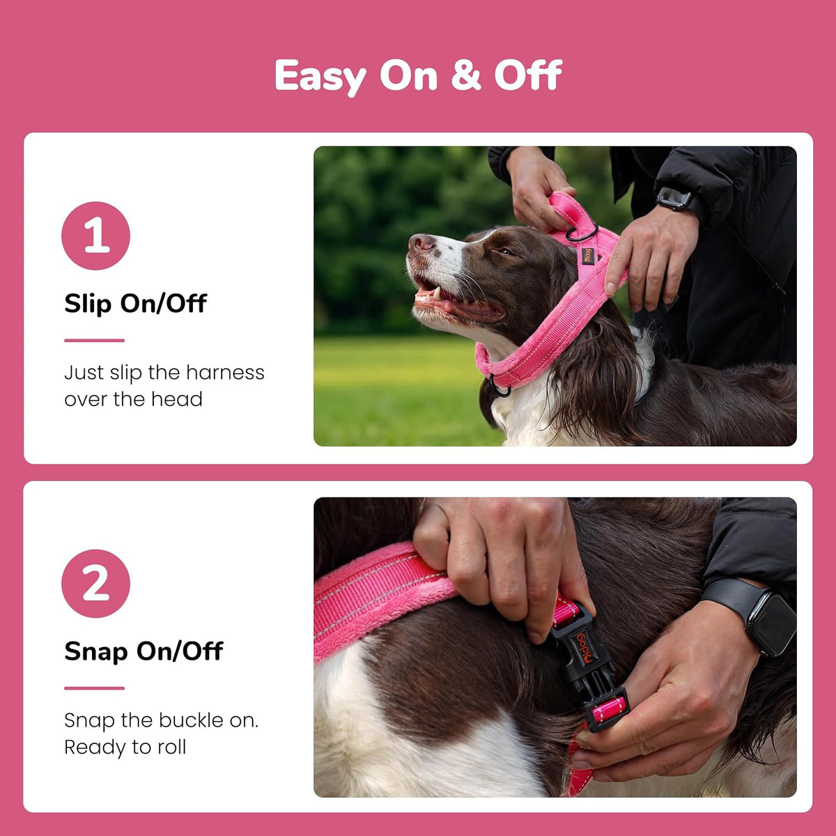 No Pull Dog Harness with Soft Flannel Padded,Reflective & Quick Fit Light Weight Dog Strap Vest Harness,Easy for Walking Training for Small & Medium and Large Dogs(Pink,S)
