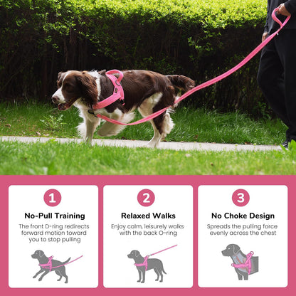 No Pull Dog Harness with Soft Flannel Padded,Reflective & Quick Fit Light Weight Dog Strap Vest Harness,Easy for Walking Training for Small & Medium and Large Dogs(Pink,S)