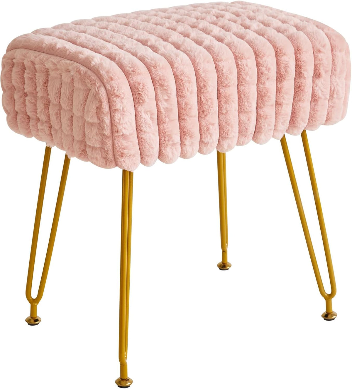 Makeup Vanity Chair, Rectangular Footrest Stool, Pink WBD003P