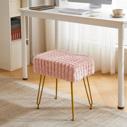 Makeup Vanity Chair, Rectangular Footrest Stool, Pink WBD003P