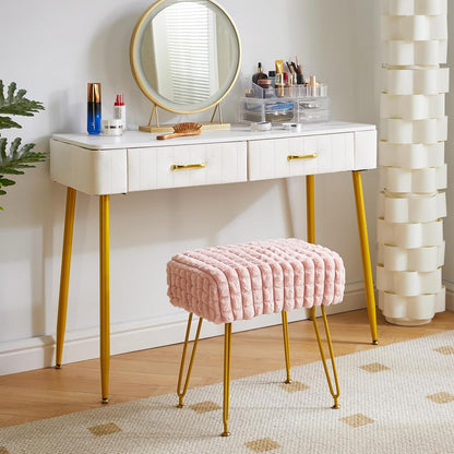 Makeup Vanity Chair, Rectangular Footrest Stool, Pink WBD003P