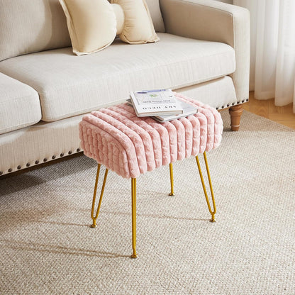 Makeup Vanity Chair, Rectangular Footrest Stool, Pink WBD003P