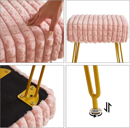 Makeup Vanity Chair, Rectangular Footrest Stool, Pink WBD003P