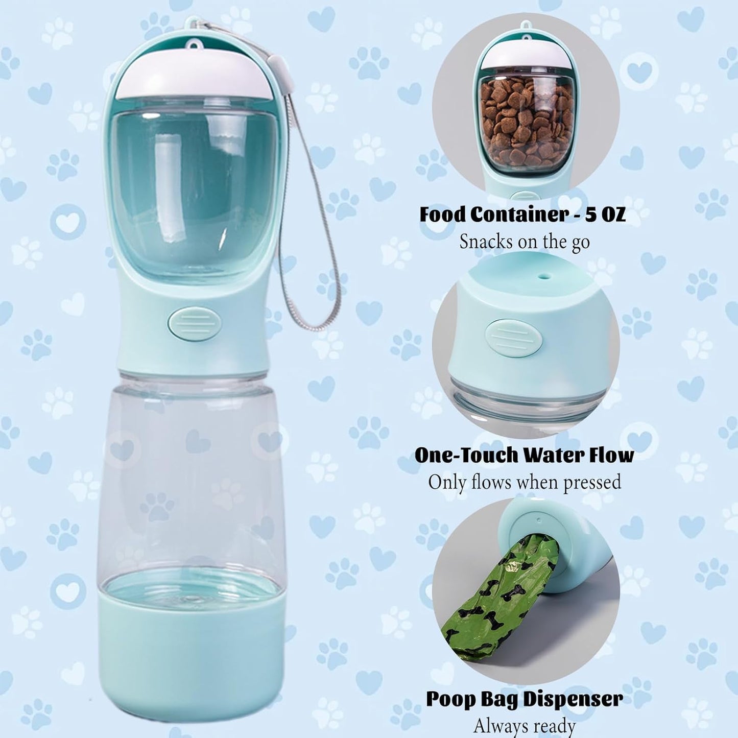 Portable Dog Water Bottle Portable Water Bottle for Dogs On The Go,Portable Dog Bowl Cat Bowl for Pet(Blue)