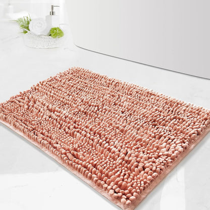 Bath Mat for Bathroom, 31x20 Inch Pink Bathroom Mat Bath Rug Non Slip, Extra Soft and Absorbent Chenille Machine Washable for Shower Floor