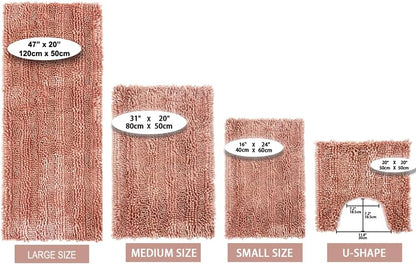 Bath Mat for Bathroom, 31x20 Inch Pink Bathroom Mat Bath Rug Non Slip, Extra Soft and Absorbent Chenille Machine Washable for Shower Floor