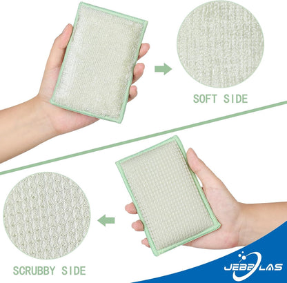 8Pack Bamboo Natural Kitchen Sponges Dish Sponge Cleaning Sponge Heavy Duty Scrub Sponge for Cleaning Kitchen and Household Pink