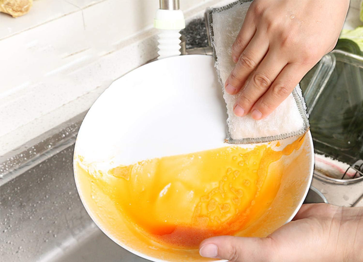 8Pack Bamboo Natural Kitchen Sponges Dish Sponge Cleaning Sponge Heavy Duty Scrub Sponge for Cleaning Kitchen and Household Pink