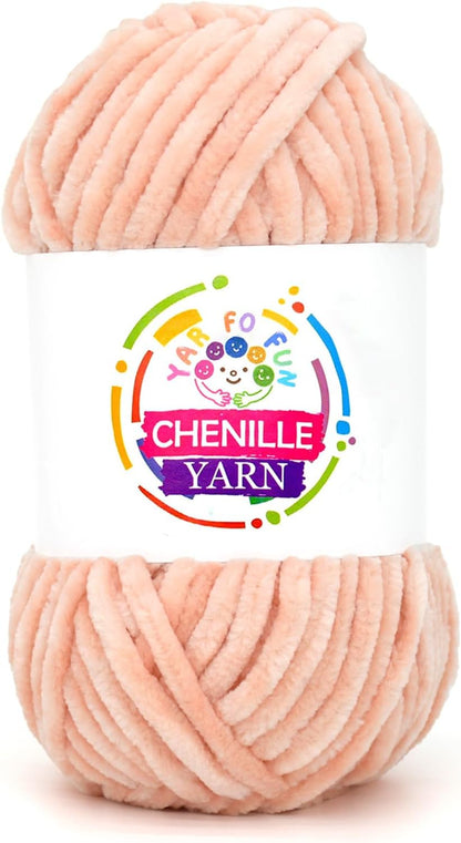 100g Velvet Chenille Yarn for Crocheting,Peach Fluffy Velvet Plush Yarn Thick Soft Chunky Chenille Yarn Baby Blanket Yarn for Crocheting Knitting Beginners（Peach）