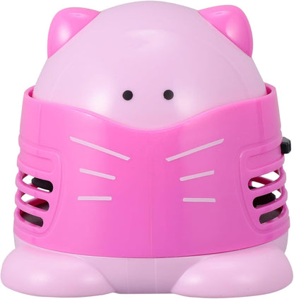 Cartoon Cat Desktop Vacuum Cleaner Portable Table Dust Collector for Efficient Crumb and Dust Removal for Home Office and School Use No Battery Pink