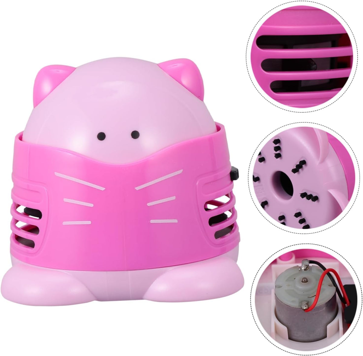 Cartoon Cat Desktop Vacuum Cleaner Portable Table Dust Collector for Efficient Crumb and Dust Removal for Home Office and School Use No Battery Pink