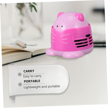 Cartoon Cat Desktop Vacuum Cleaner Portable Table Dust Collector for Efficient Crumb and Dust Removal for Home Office and School Use No Battery Pink