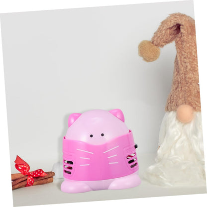 Cartoon Cat Desktop Vacuum Cleaner Portable Table Dust Collector for Efficient Crumb and Dust Removal for Home Office and School Use No Battery Pink