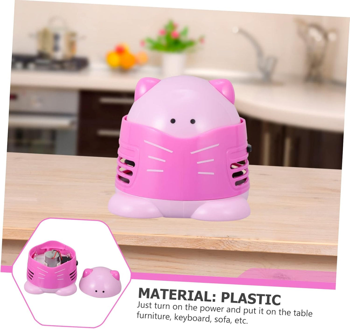 Cartoon Cat Desktop Vacuum Cleaner Portable Table Dust Collector for Efficient Crumb and Dust Removal for Home Office and School Use No Battery Pink