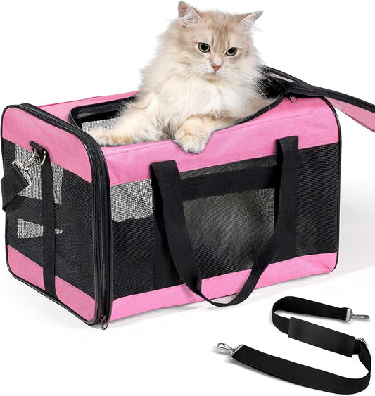 Cat Carrier Soft-Sided Pets Travel Carriers,Pink M