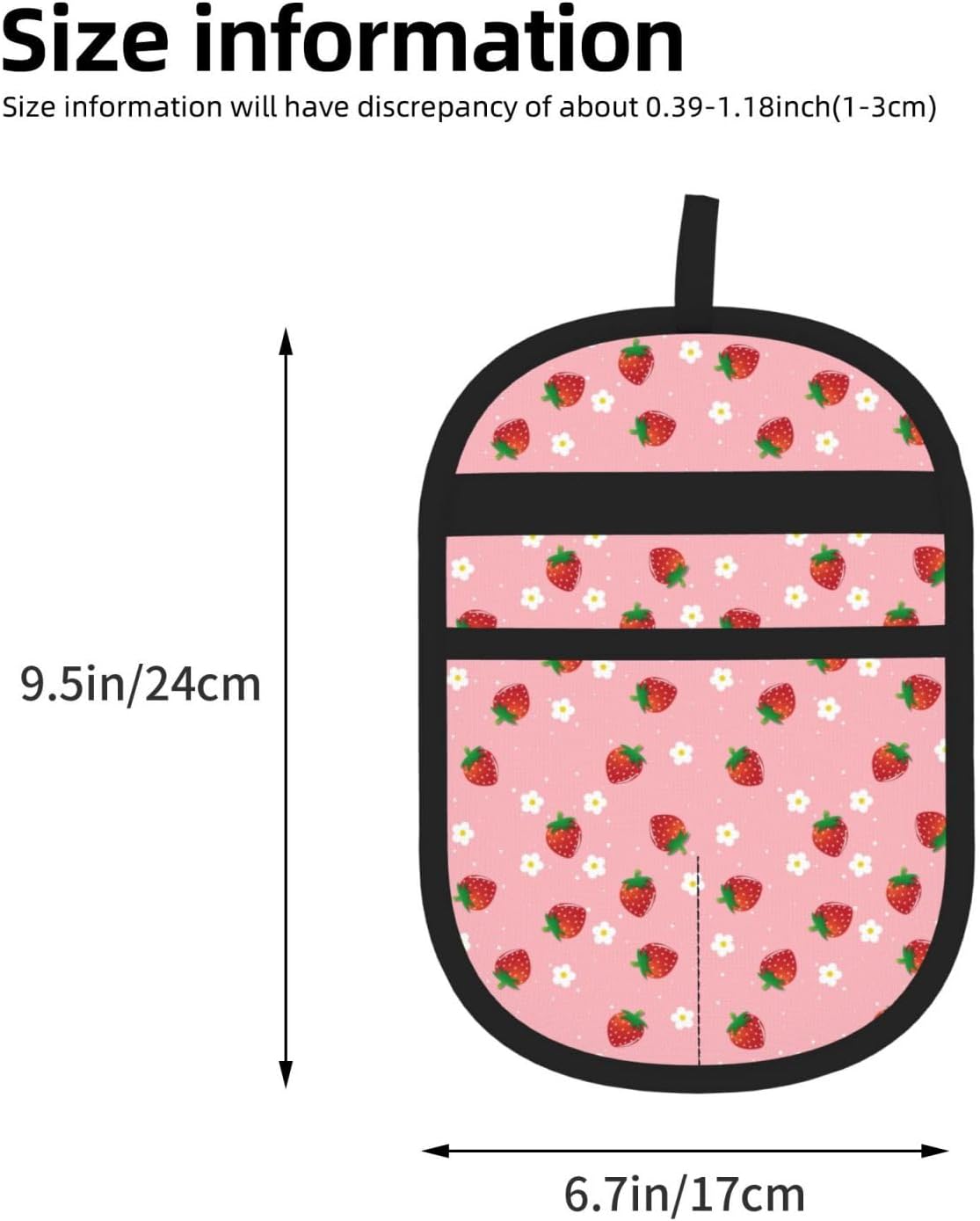 Pink Strawberry Flower Pet Hair Removal Glove Dogs Hair Remover Glove Cats Fur Removal Tool with Hanging Loop for Couch 6.7X9.5 in