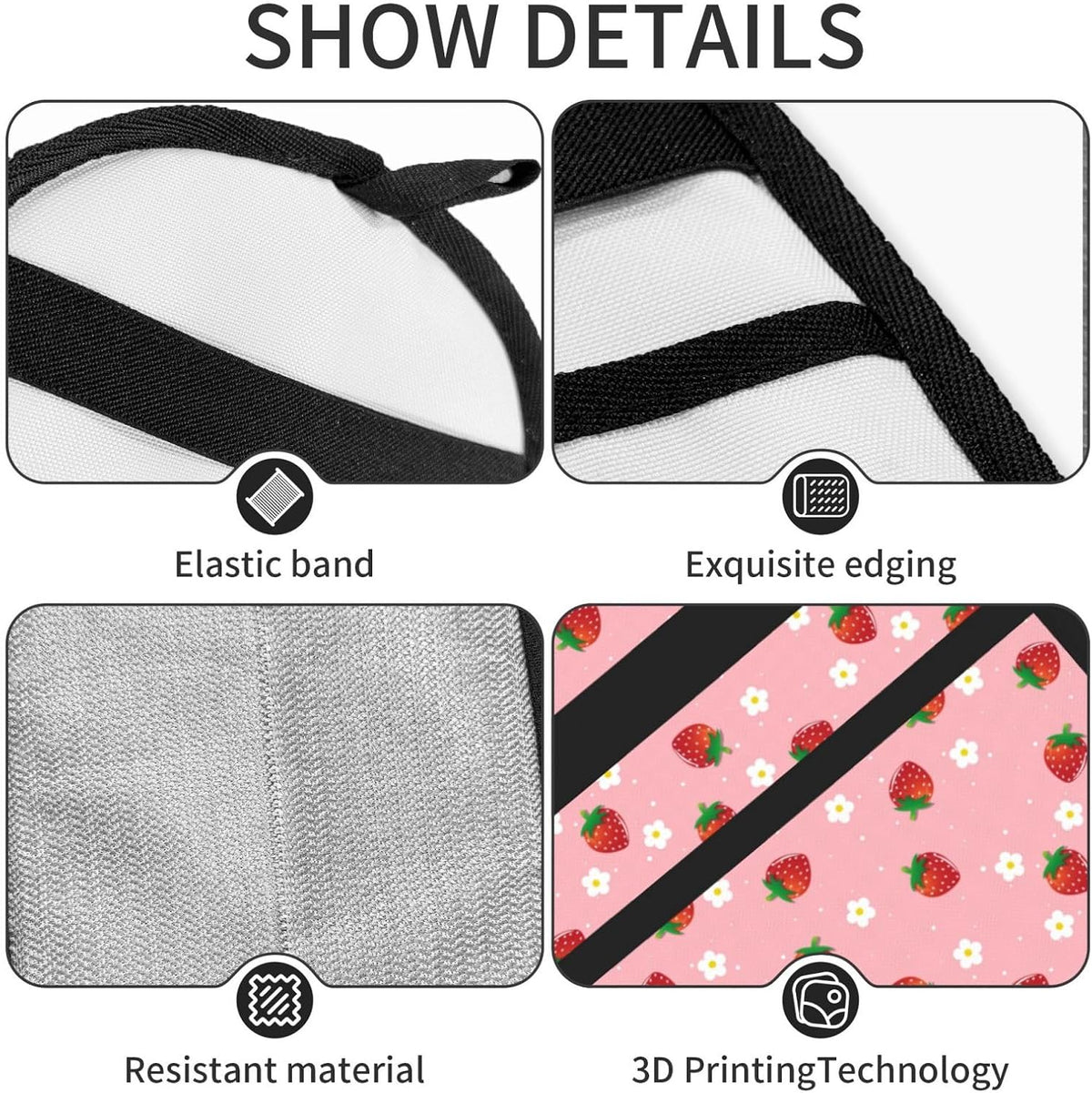 Pink Strawberry Flower Pet Hair Removal Glove Dogs Hair Remover Glove Cats Fur Removal Tool with Hanging Loop for Couch 6.7X9.5 in