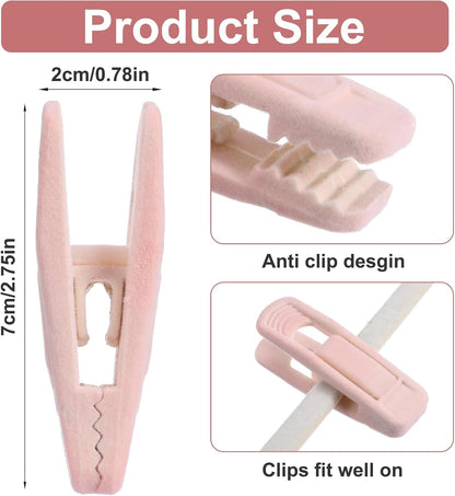 40 Pcs Pink Velvet Hangers Clips Pant Hangers Velvet Clips Non-Slip Pant Skirt Clip Multi-Purpose for Shower Curtains and Clothing